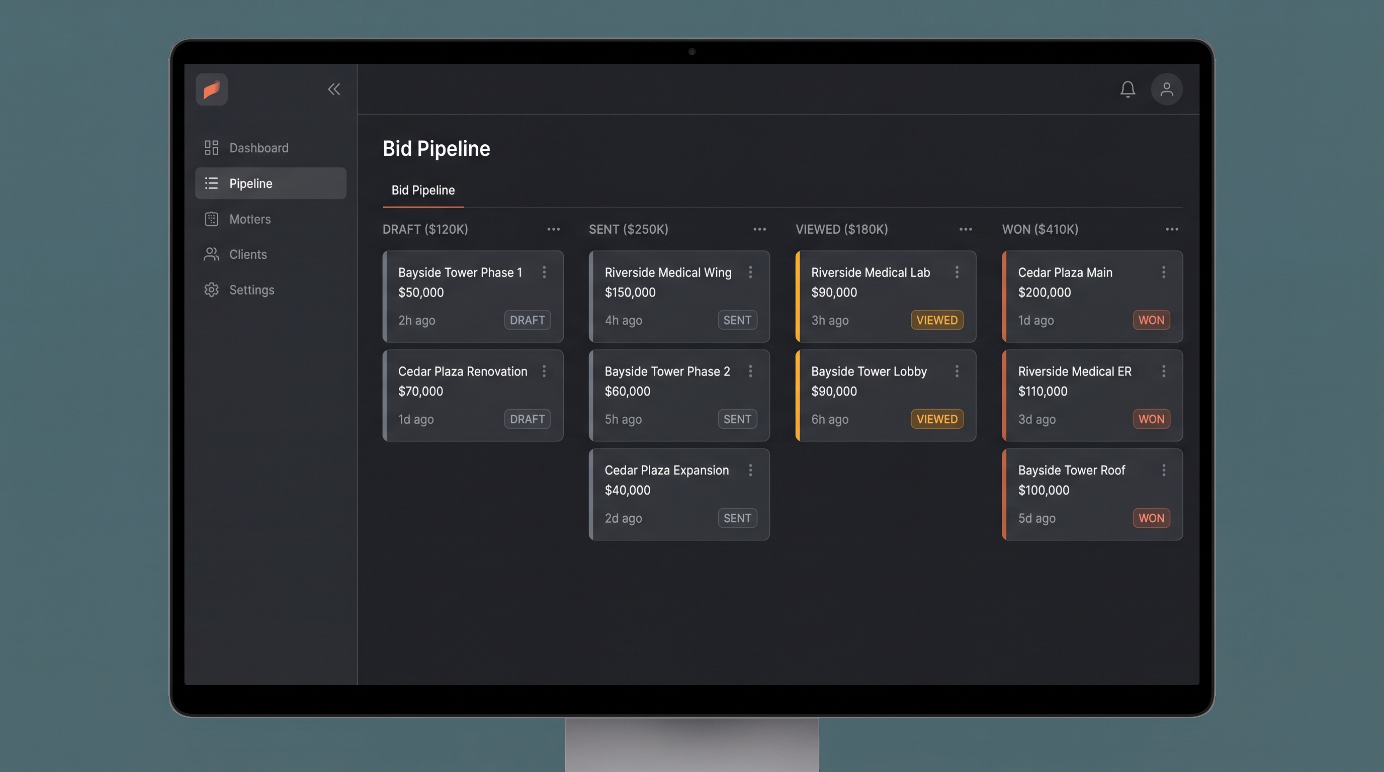 Tidy bid pipeline dashboard